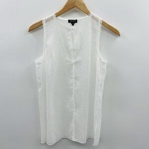 Worth New York Womens Size 2 Shimmer Metallic Sheer Sleeveless Blouse White 779
